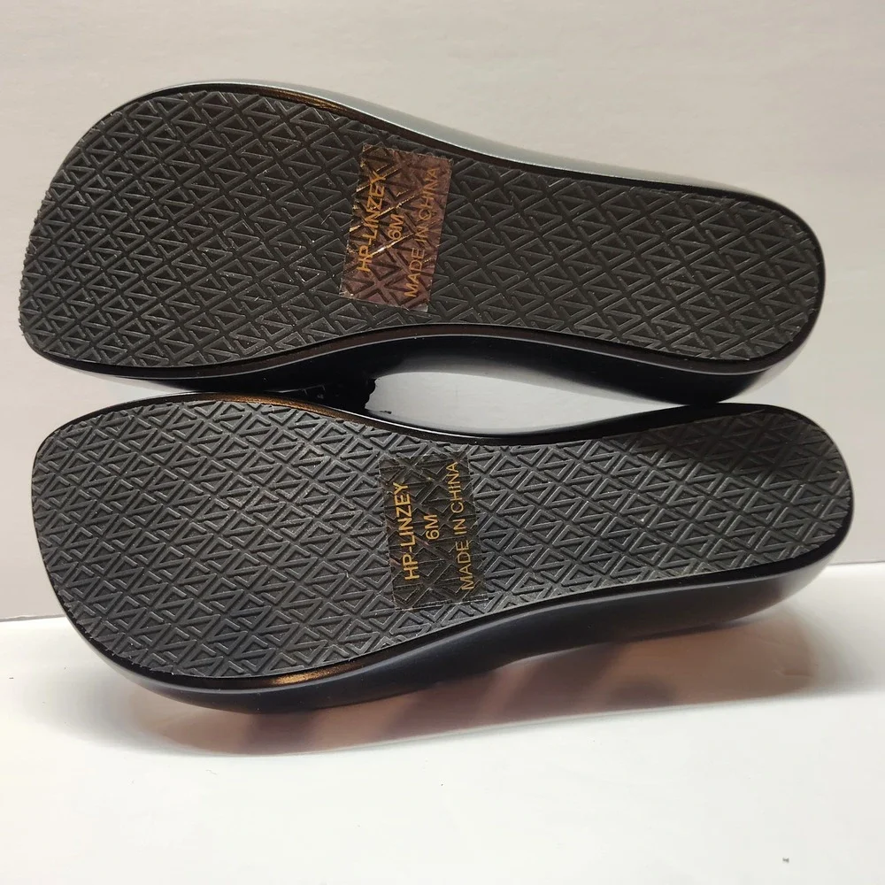 Donald Pliner HP-LINZEY Black Woven Wedge Slide Sandals Womens Size 6M